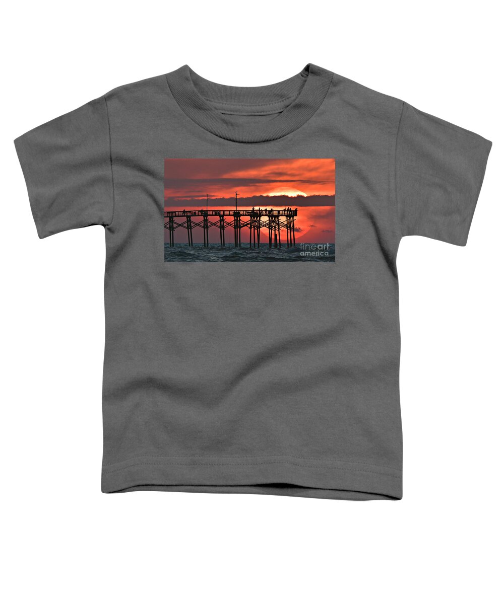Sunrise Toddler T-Shirt featuring the photograph Pier Fishing by DJA Images