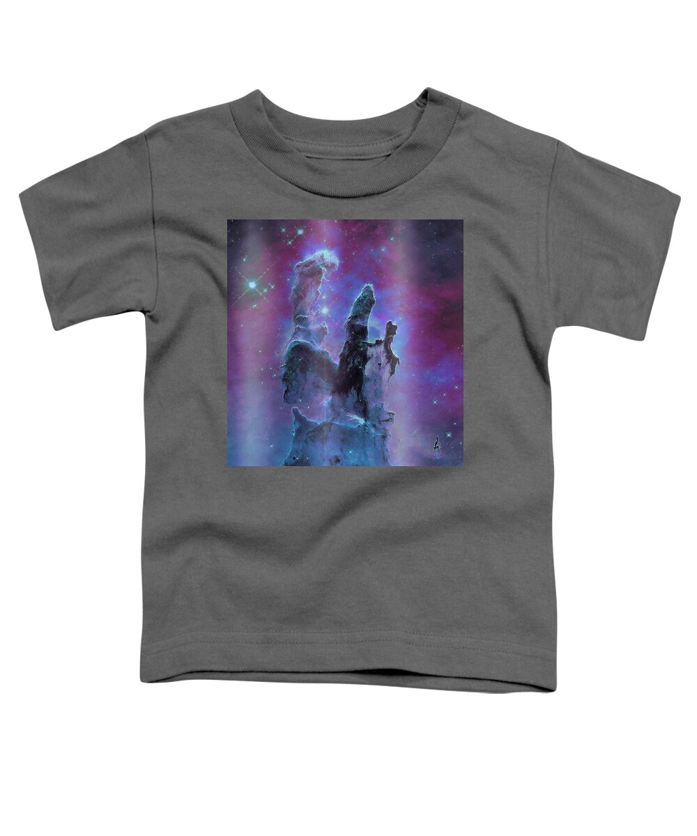 Pillars Of Creation Toddler T-Shirt featuring the mixed media Pillars of Creation V1 by Eileen Backman