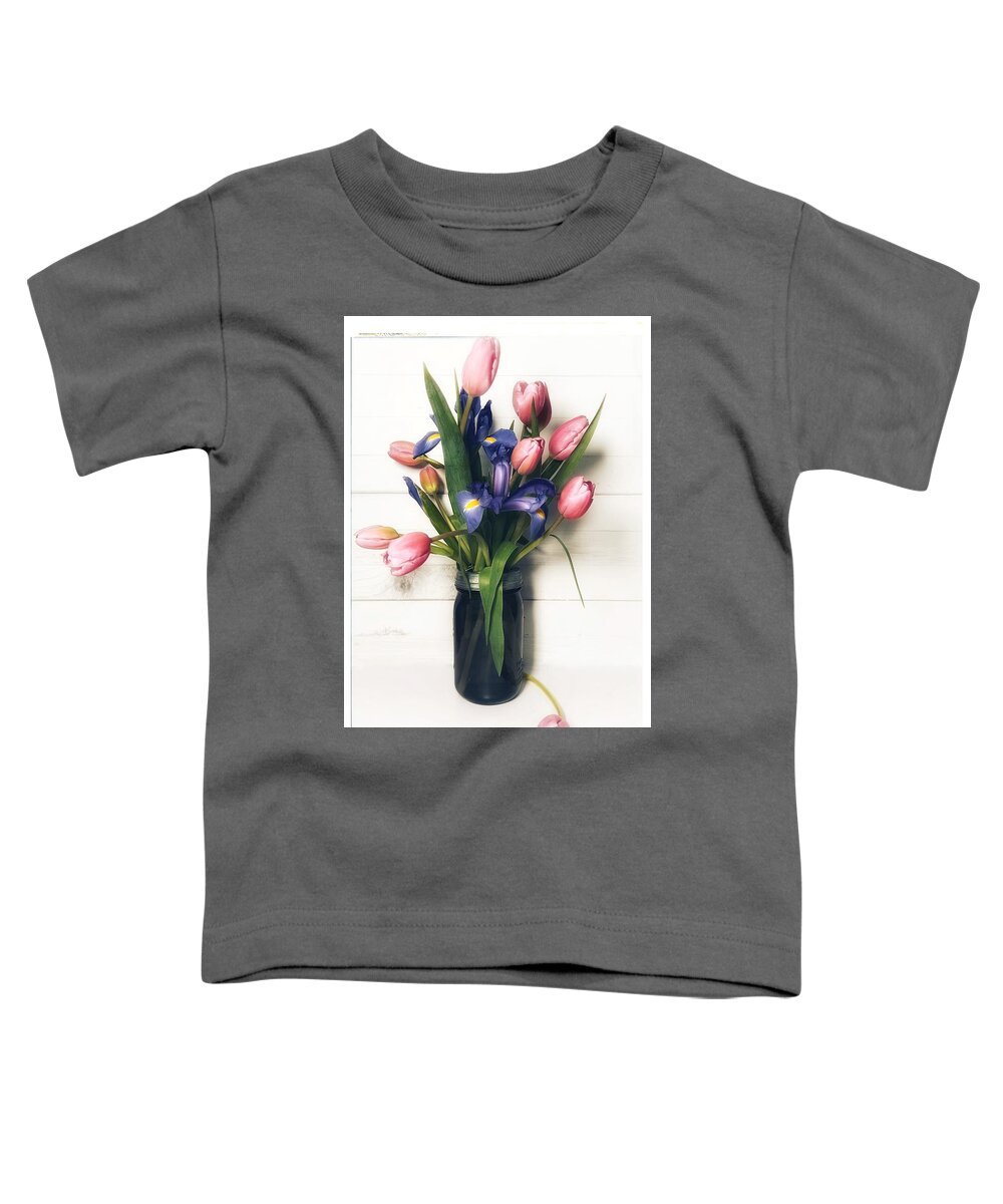Tulips Toddler T-Shirt featuring the photograph Pink and Blue by Steph Gabler