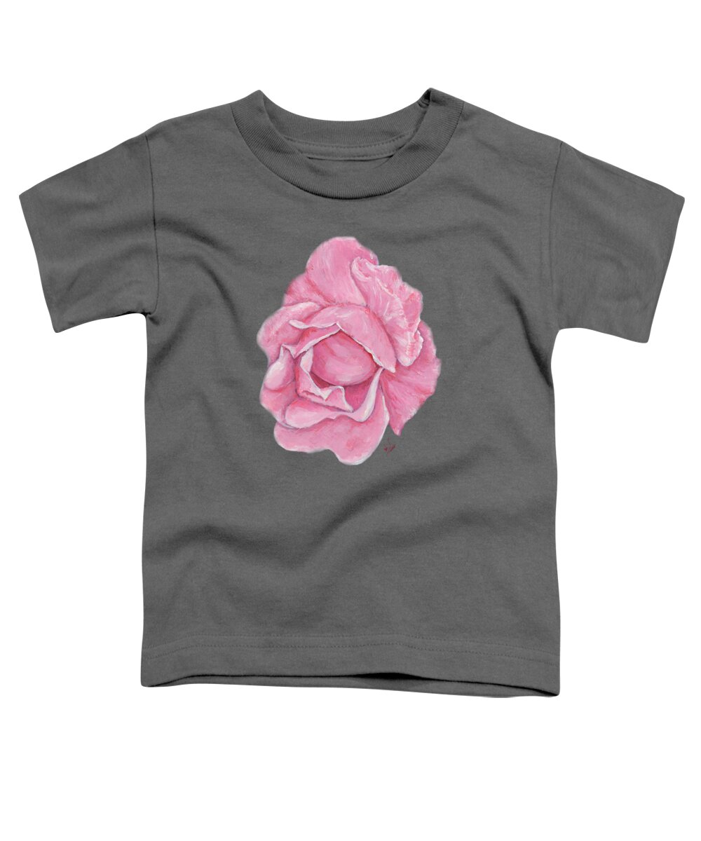  Toddler T-Shirt featuring the painting Pink Flower by Sarra Elgammal