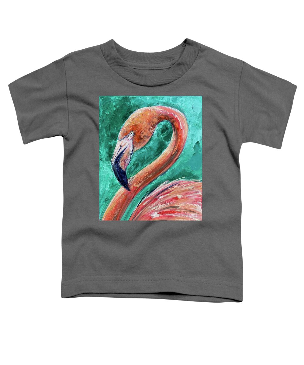 Flamingo Toddler T-Shirt featuring the painting Pink Lady by Alan Metzger