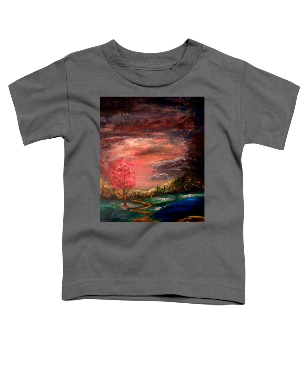 Christian Toddler T-Shirt featuring the painting Pink Tree by Brenda Kay Deyo