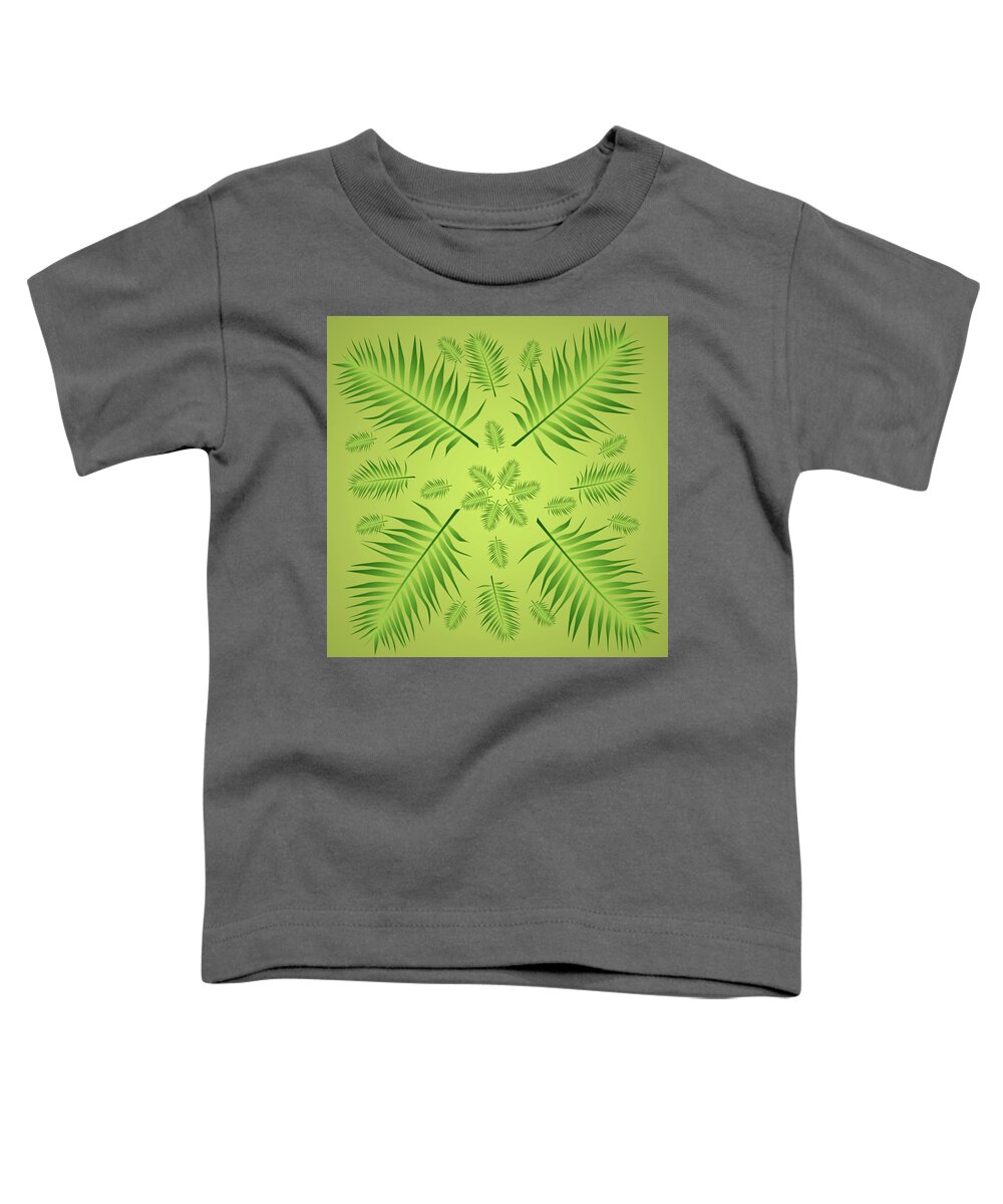 Palm Toddler T-Shirt featuring the digital art Plethora of Palm Leaves 10 on a Lime Green Gradient by Ali Baucom