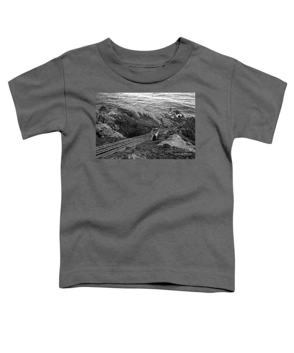 Point Reyes Toddler T-Shirt featuring the photograph Point Reyes Lighthouse Spring Landscape Black And White by Adam Jewell