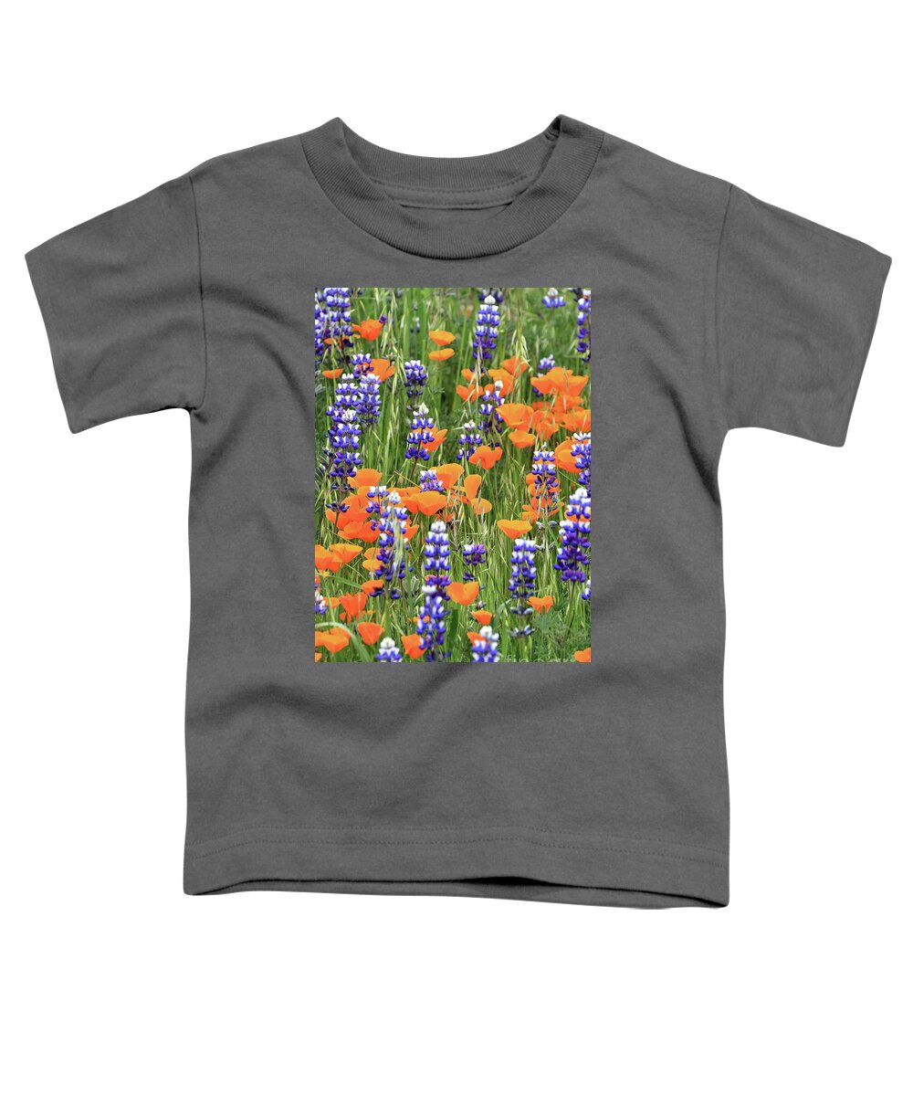 Poppy Toddler T-Shirt featuring the photograph Poppies and Lupines by Vivian Krug Cotton