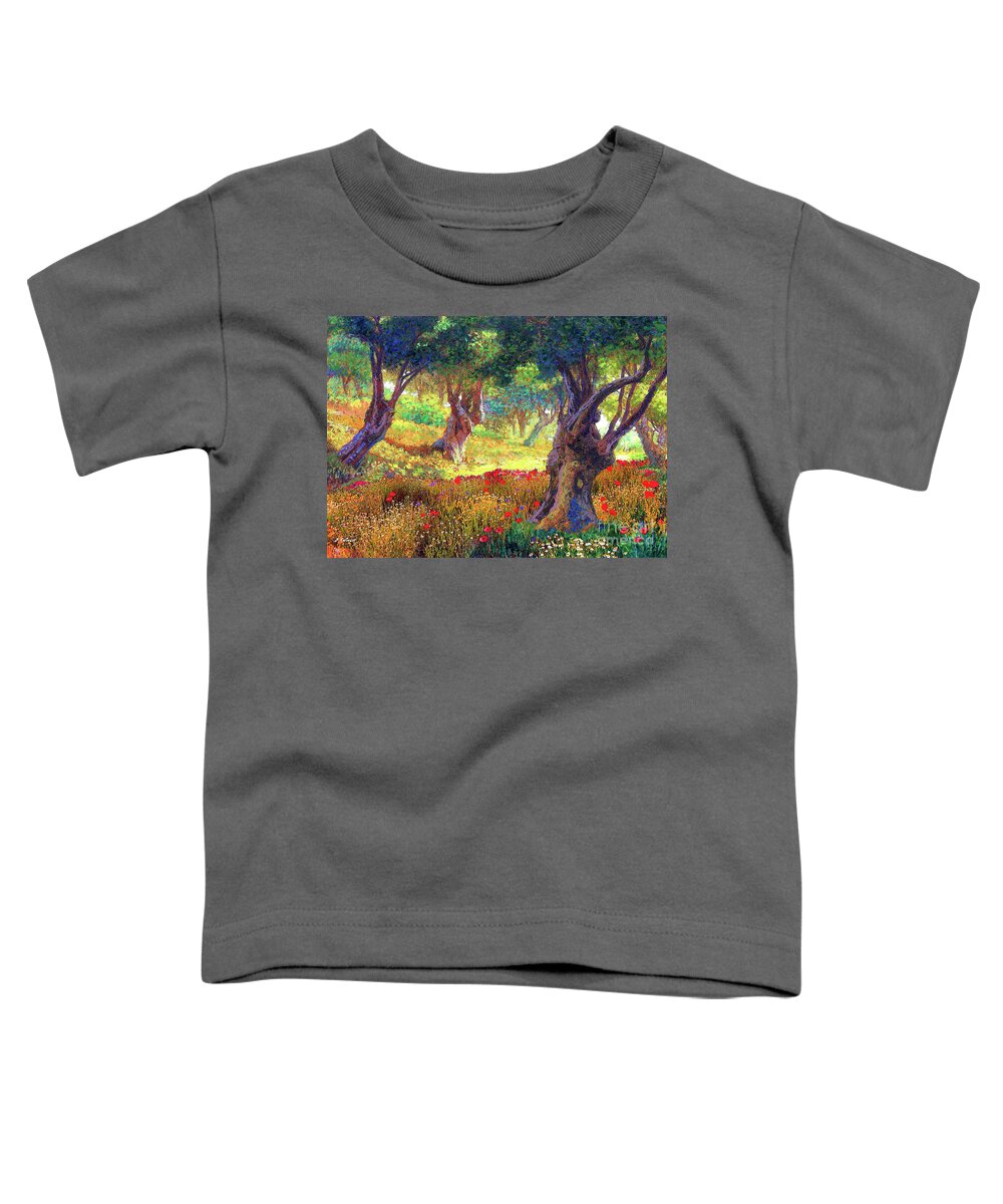 Tree Toddler T-Shirt featuring the painting Poppies and Olive Trees by Jane Small