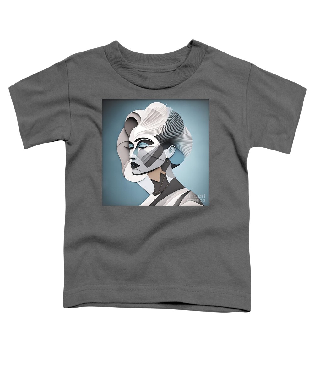Abstract Toddler T-Shirt featuring the digital art Portrait Abstract - Blue Grey 4 by Philip Preston