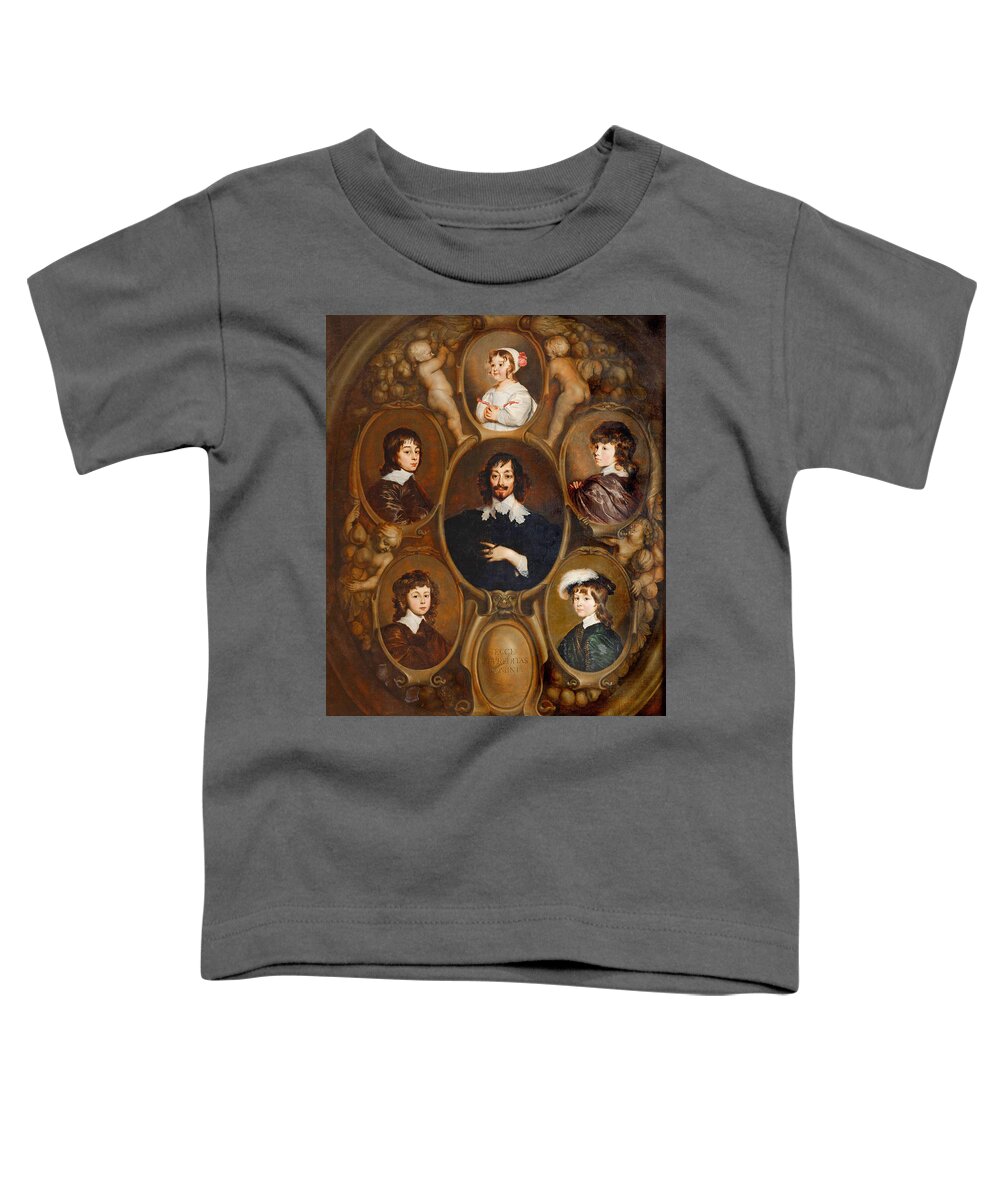 Adriaen Hanneman Toddler T-Shirt featuring the painting Portrait of Constantijn Huygens and his Five Children by Adriaen Hanneman