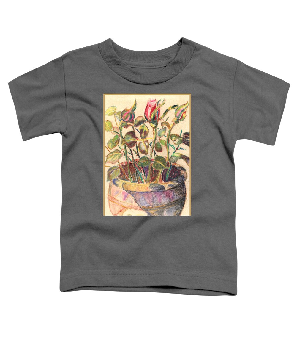 Tai Yee Toddler T-Shirt featuring the pastel Potted Flowers by Linda Ruiz-Lozito