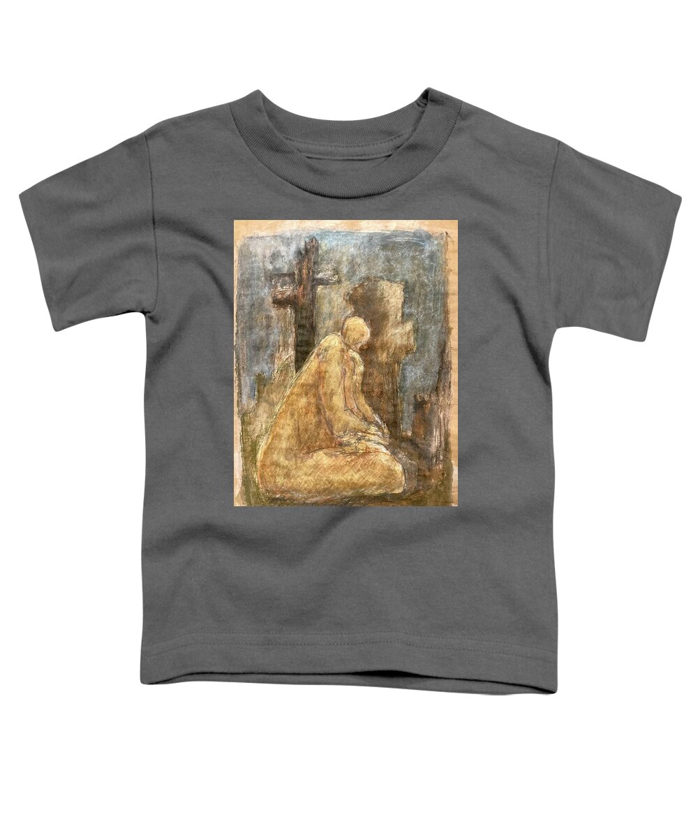 Mindfulness Toddler T-Shirt featuring the painting Prayer by David Euler