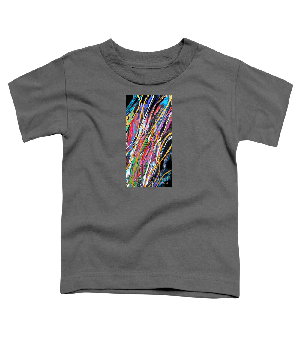 Joyful Lighthearted Abstract Expressionist Colorful Vibrant Dramatic Energetic Rainbow Dynamic Toddler T-Shirt featuring the painting Prism Break 7364 by Priscilla Batzell Expressionist Art Studio Gallery