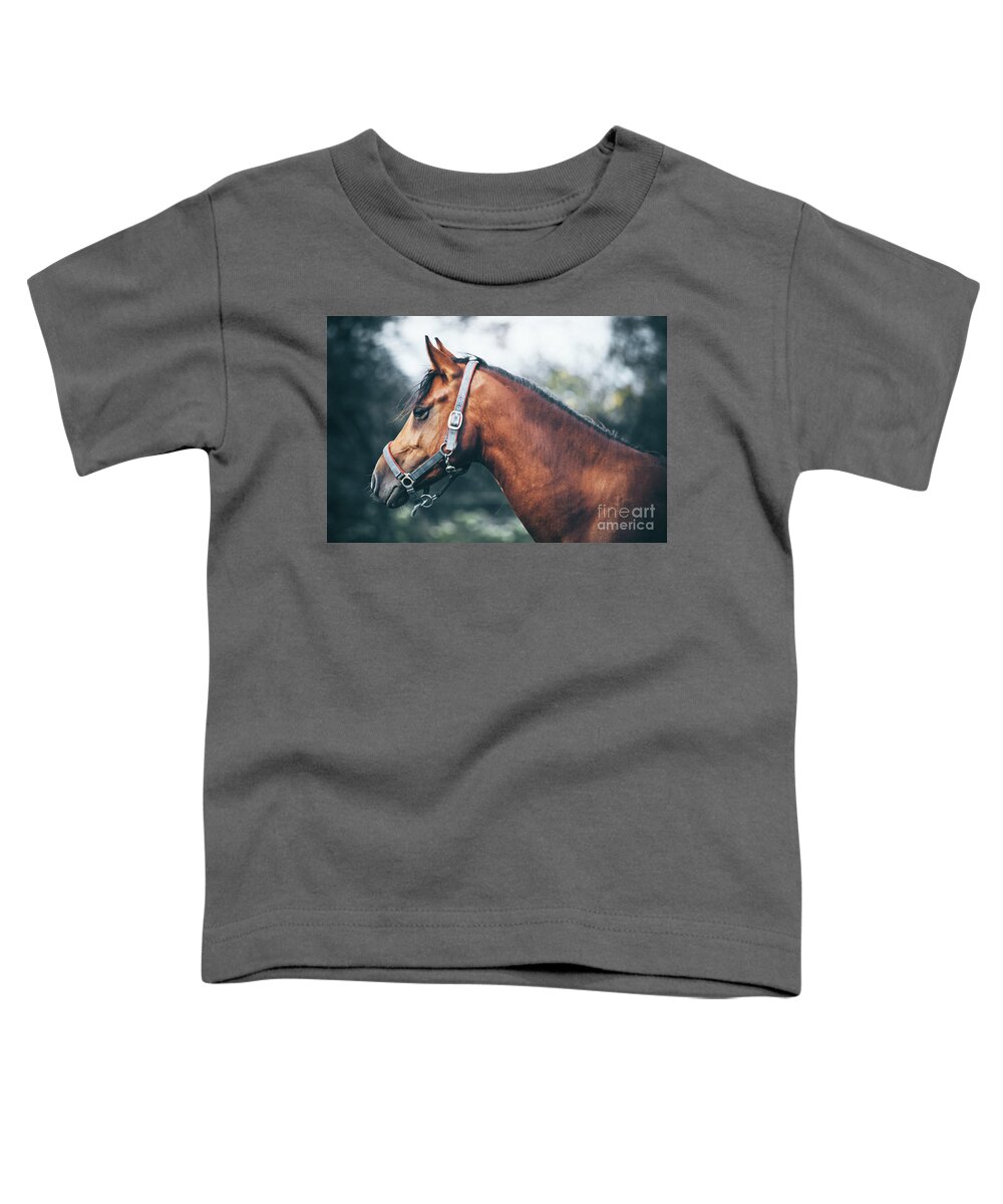 Horse Toddler T-Shirt featuring the photograph Profile view of a brown horse by Dimitar Hristov