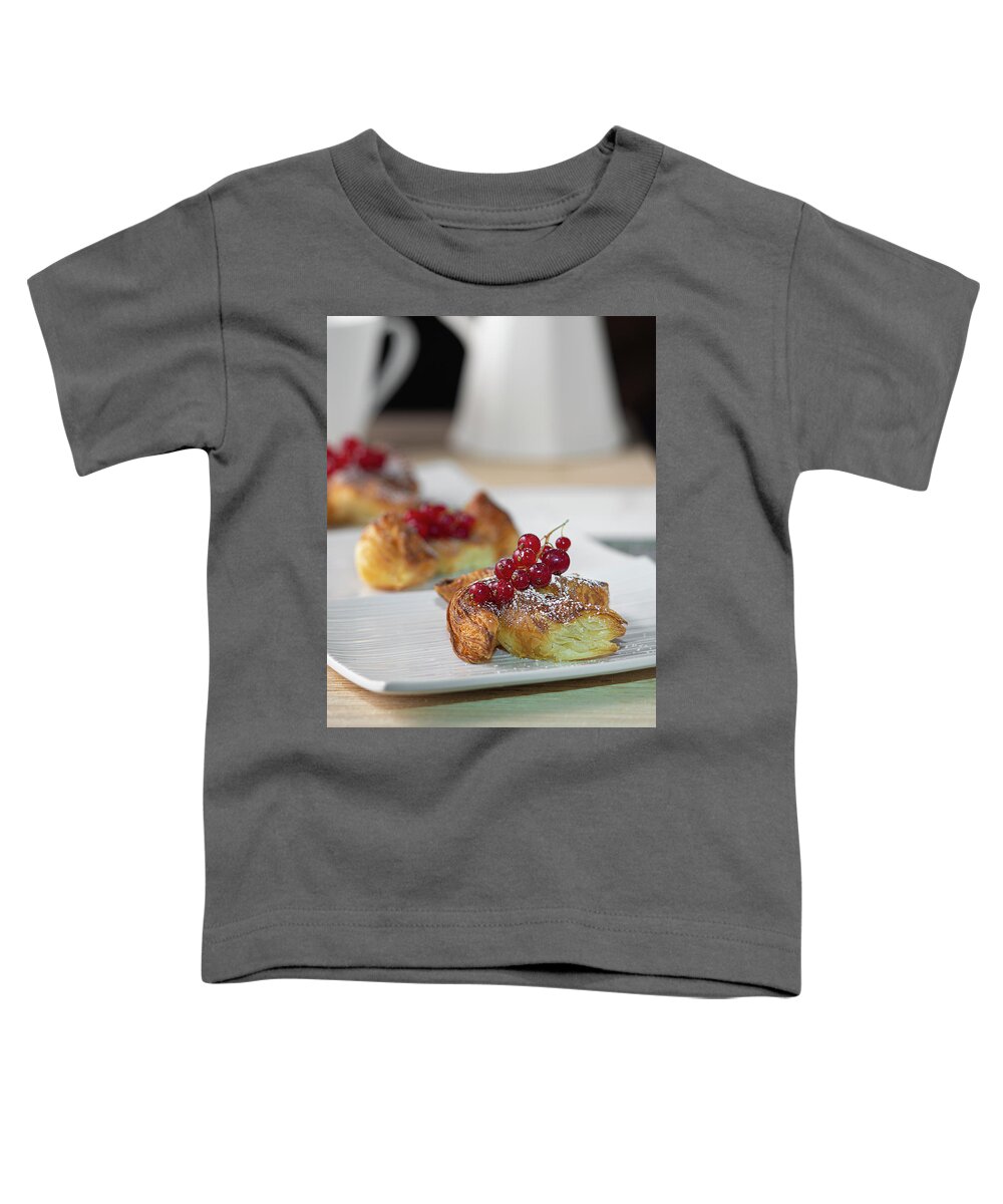 Pastry Toddler T-Shirt featuring the photograph Puff Pastry with Red Currant Art Photo by Lily Malor
