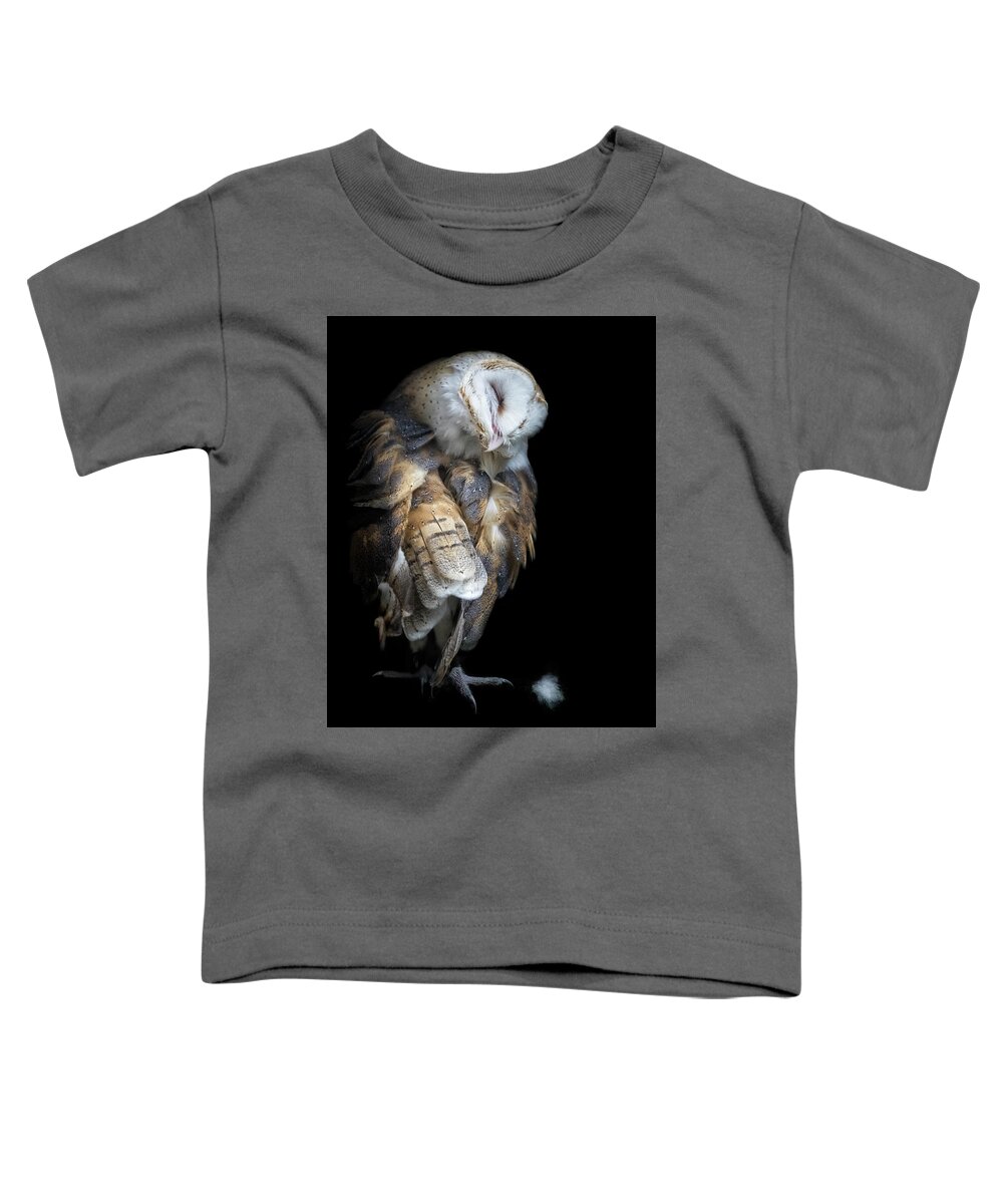 Barn Owl Toddler T-Shirt featuring the photograph Pulling Feathers by Belinda Greb