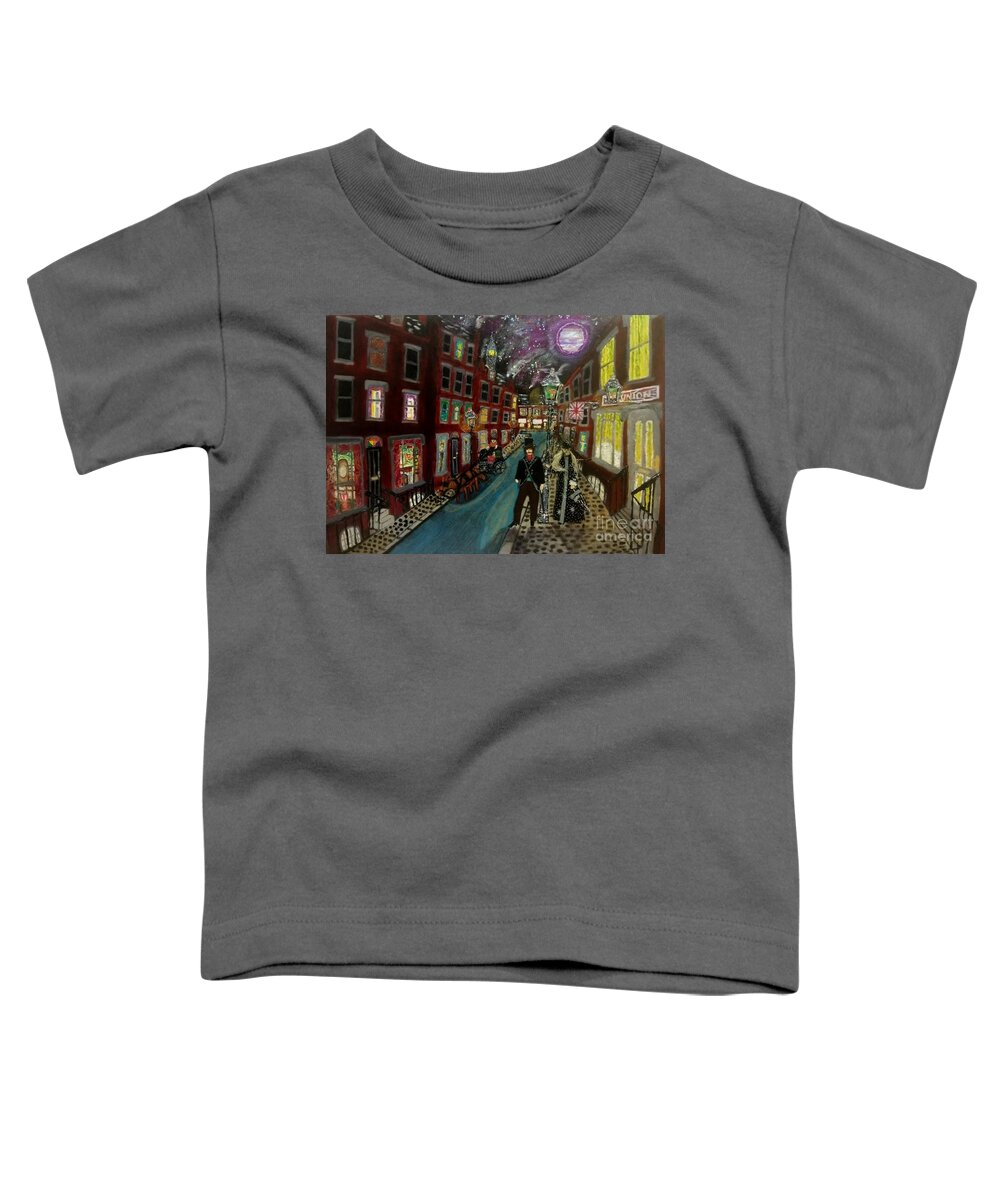 London Toddler T-Shirt featuring the mixed media Purple Moon Victoriana by David Westwood