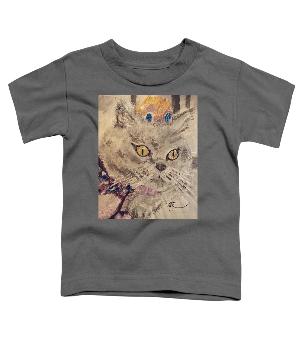 Cat Toddler T-Shirt featuring the painting Grey Kitty by Melody Fowler