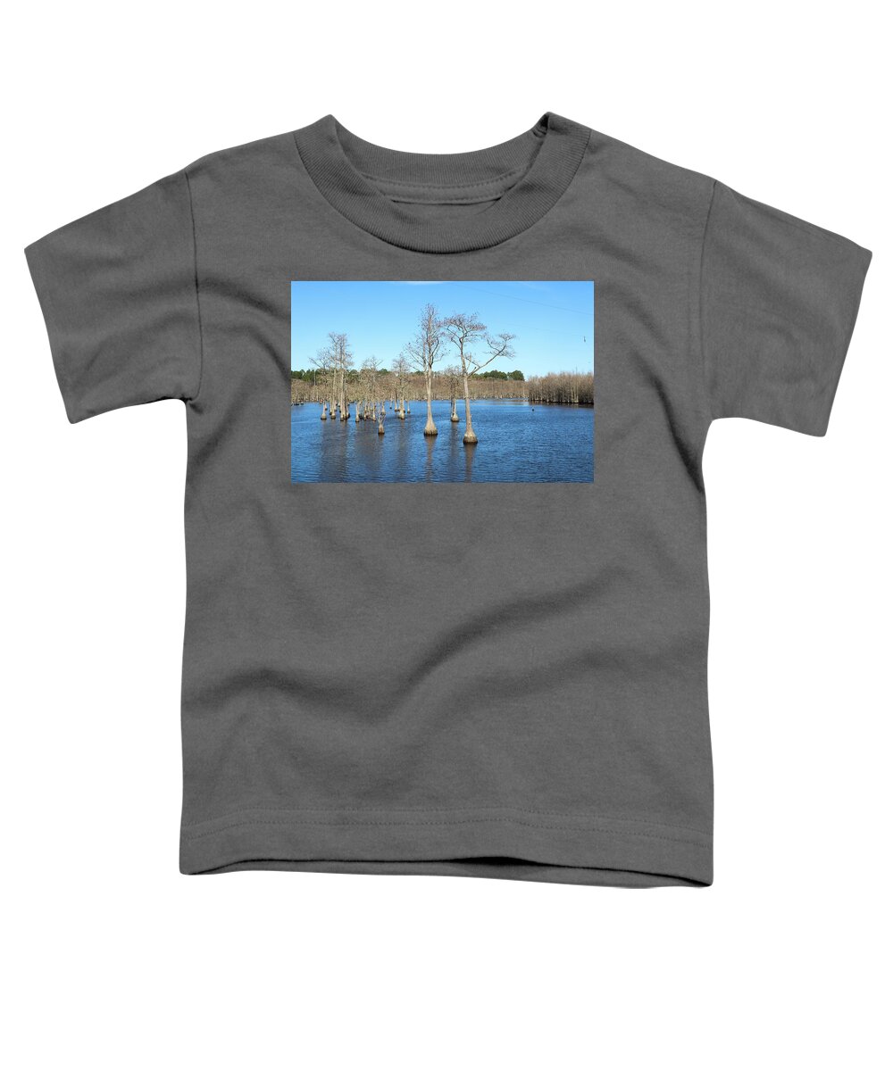 George L. Smith State Park Toddler T-Shirt featuring the photograph Putting Their Best Trunks Forward by Ed Williams
