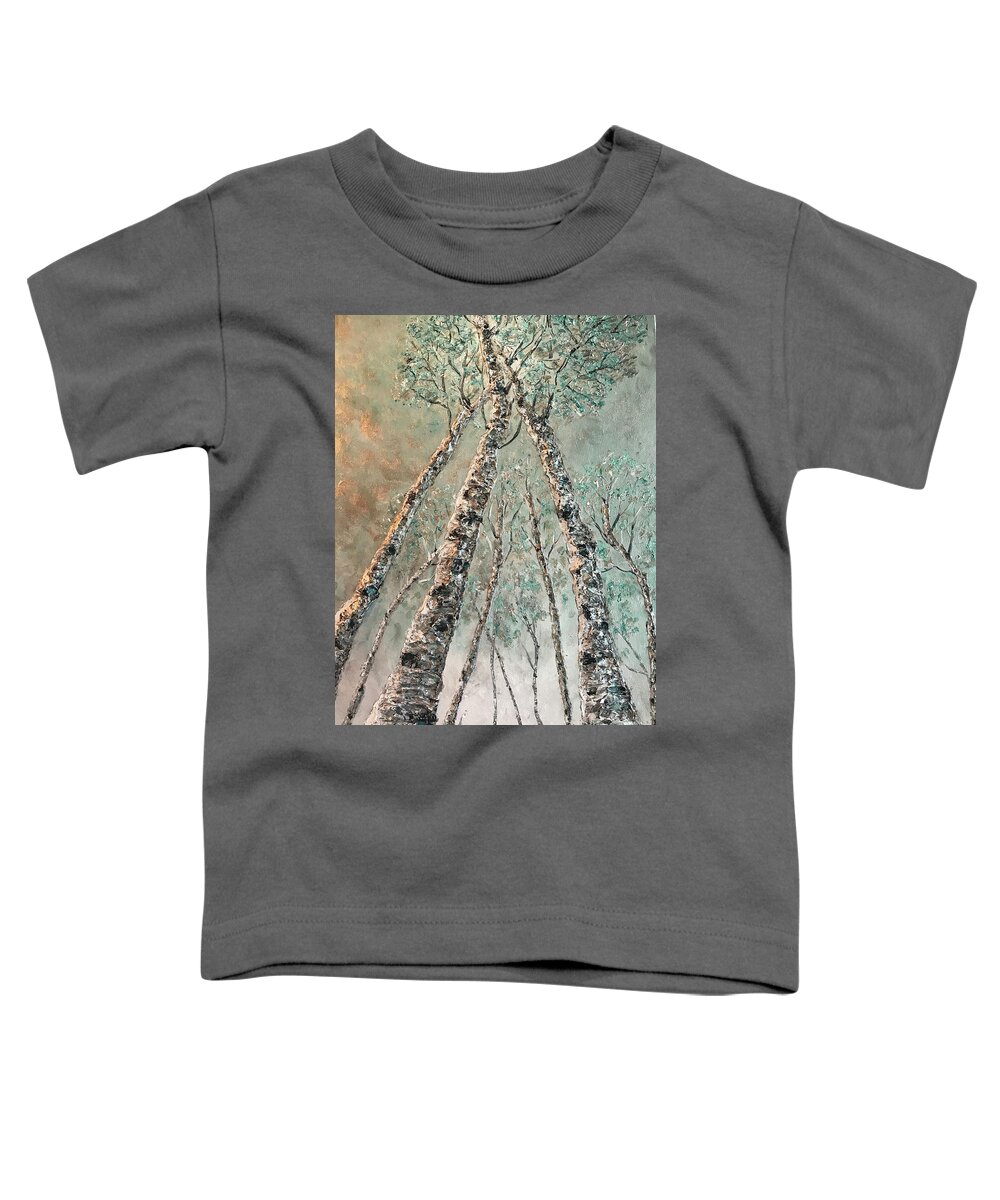 Aspen Toddler T-Shirt featuring the painting Quaking Aspens by Linda Donlin