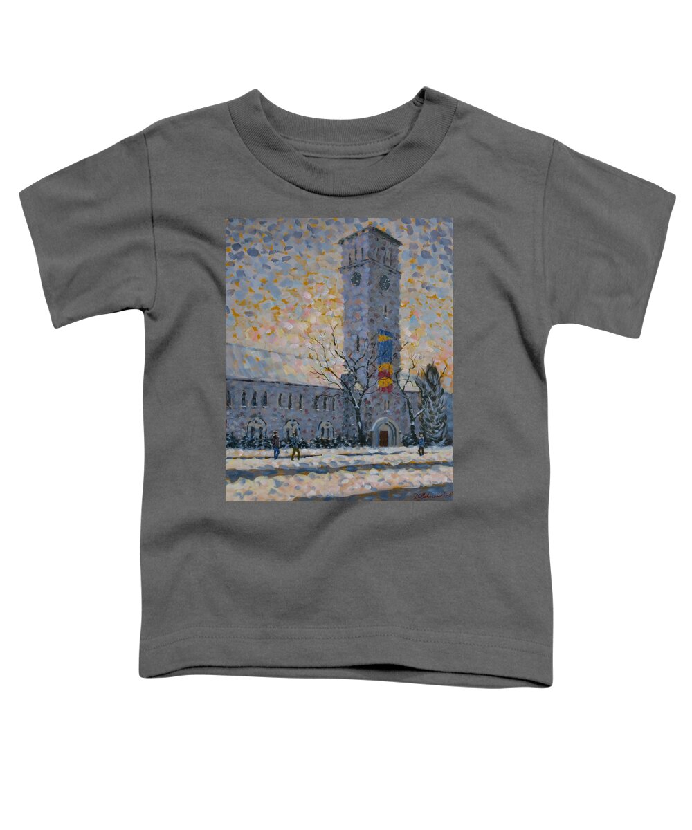 Canada Toddler T-Shirt featuring the painting Queens University-Grant Hall by David Gilmore