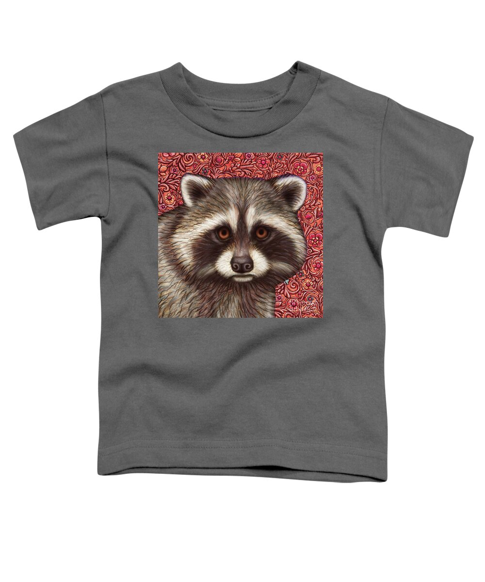 Raccoon Toddler T-Shirt featuring the painting Raccoon Tapestry by Amy E Fraser
