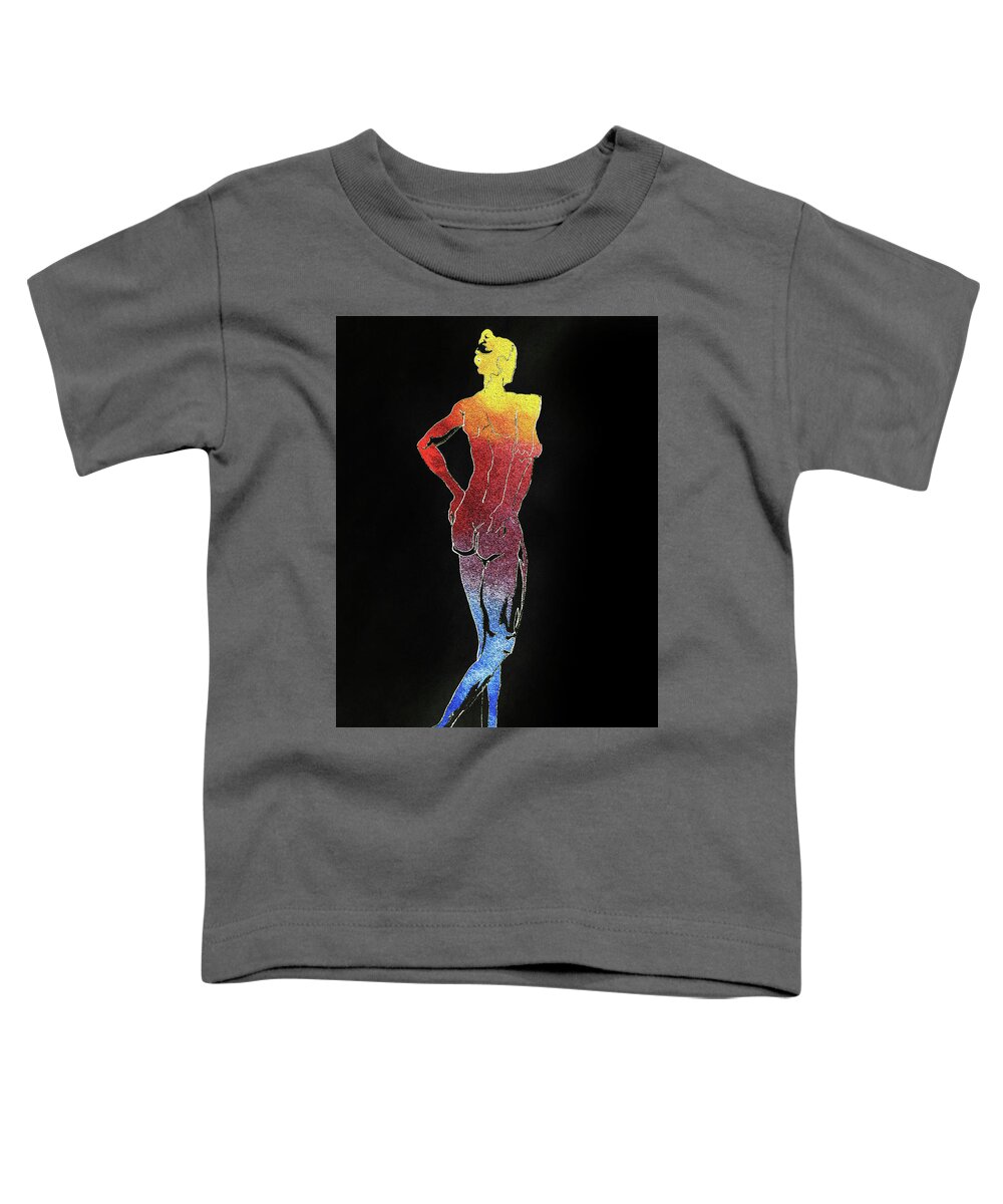 Rainbow Toddler T-Shirt featuring the painting Rainbow Nude Watercolor Of A Woman by Irina Sztukowski