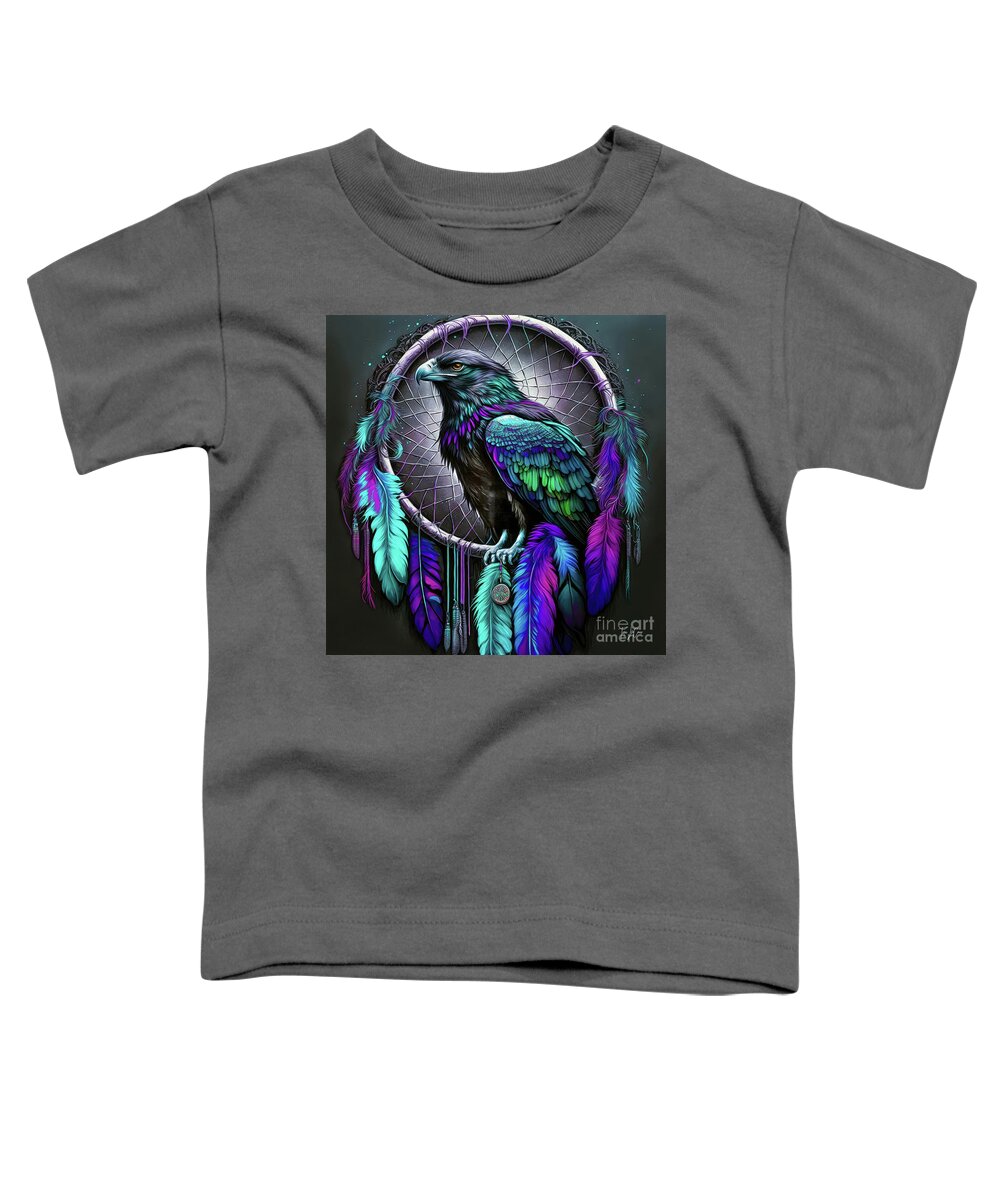 Dreamcatcher Toddler T-Shirt featuring the painting Raven Dreamcatcher by Tina LeCour