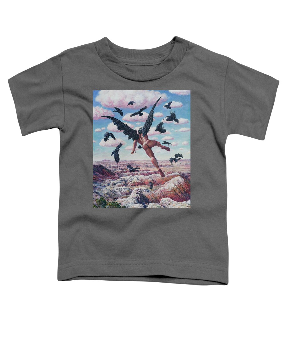 Raven Toddler T-Shirt featuring the painting Raven Master by Marc DeBauch