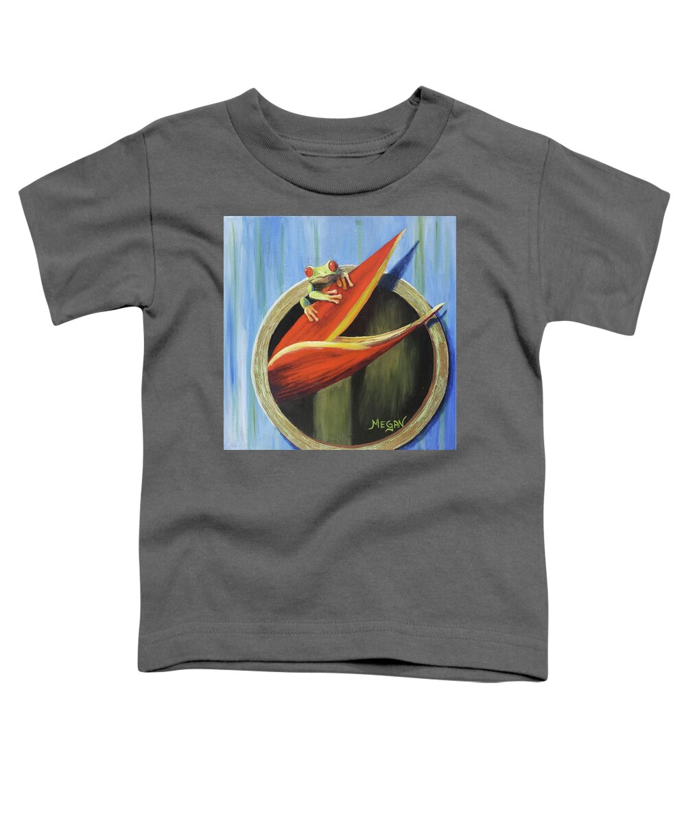 Tropical Toddler T-Shirt featuring the painting Red-eyed Tree Frog by Megan Collins