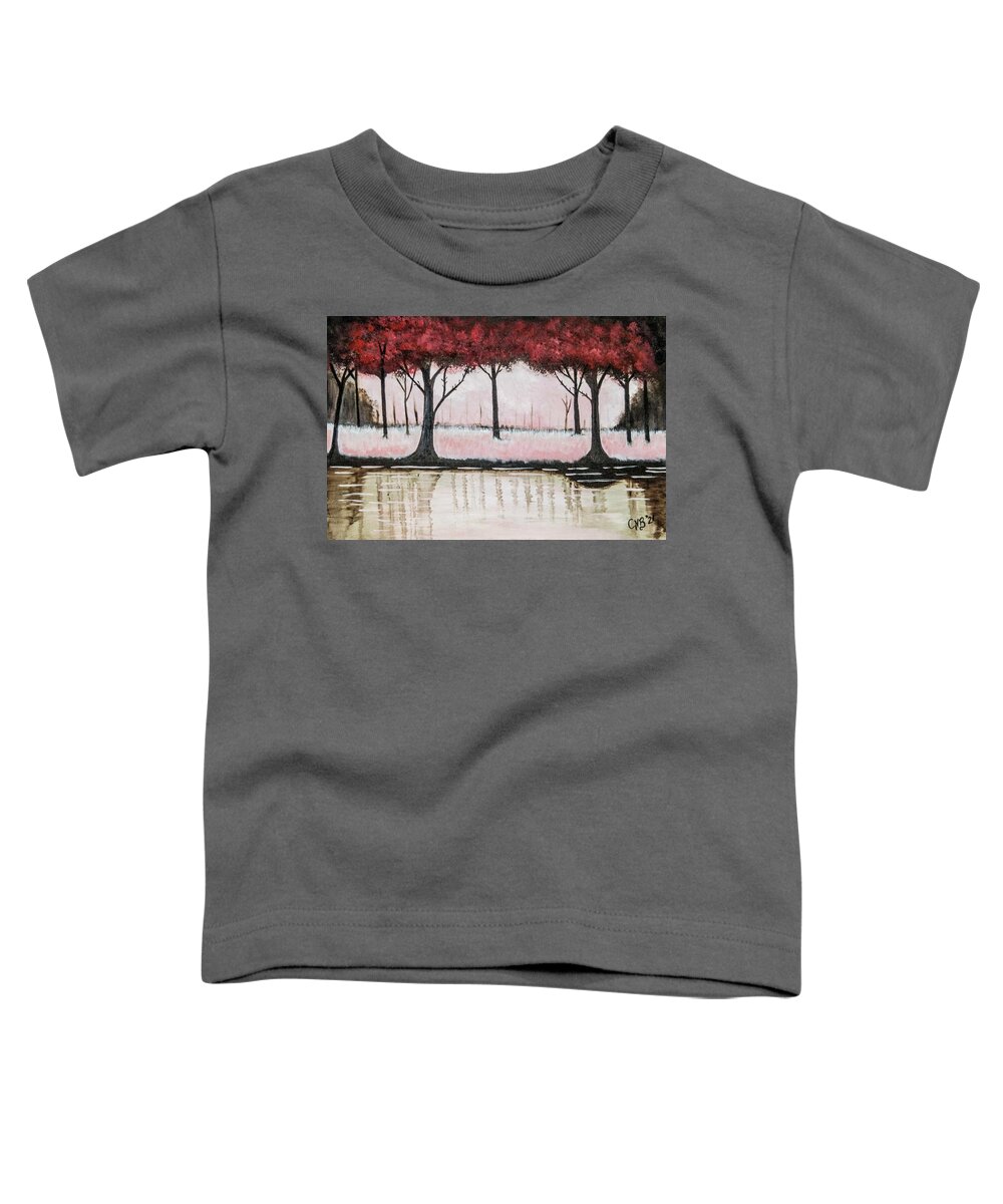 Red Forest Toddler T-Shirt featuring the painting Red Forest by Chiquita Howard-Bostic