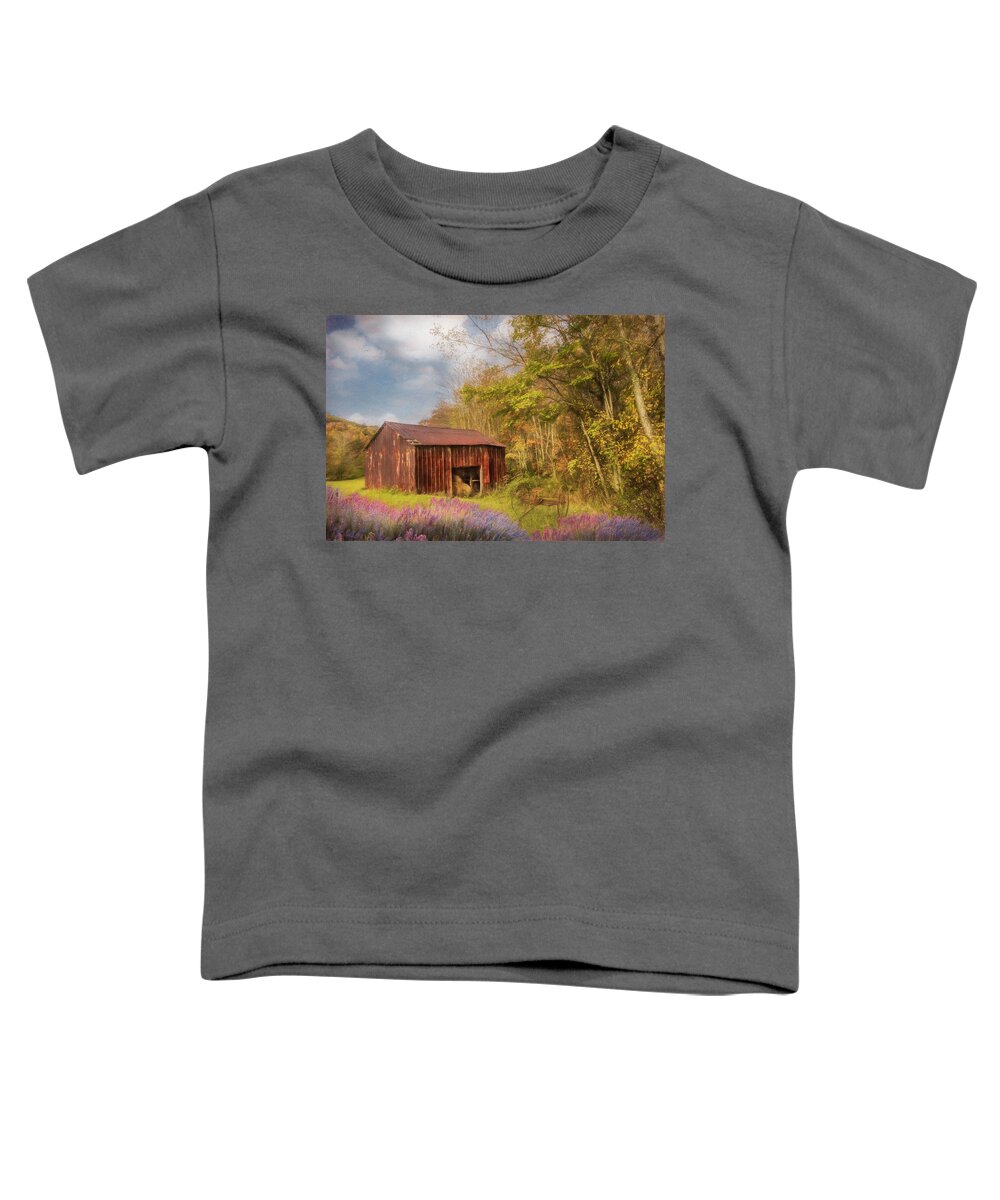 Barns Toddler T-Shirt featuring the photograph Red Hay Barn along the Creeper Trail Damascus Virginia Painting by Debra and Dave Vanderlaan
