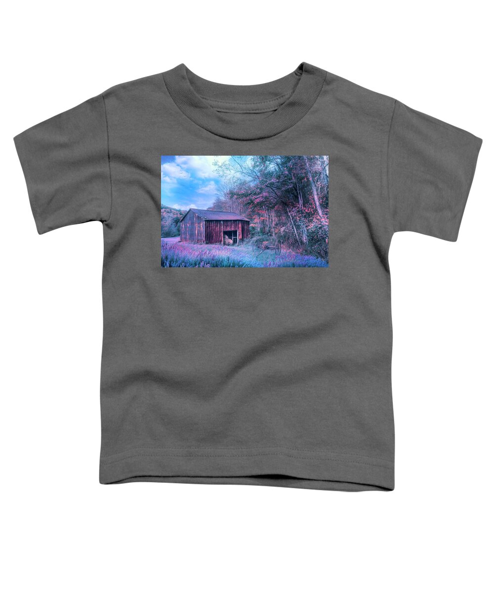 Barns Toddler T-Shirt featuring the photograph Red Hay Barn Evening along the Creeper Trail Damascus Virginia by Debra and Dave Vanderlaan