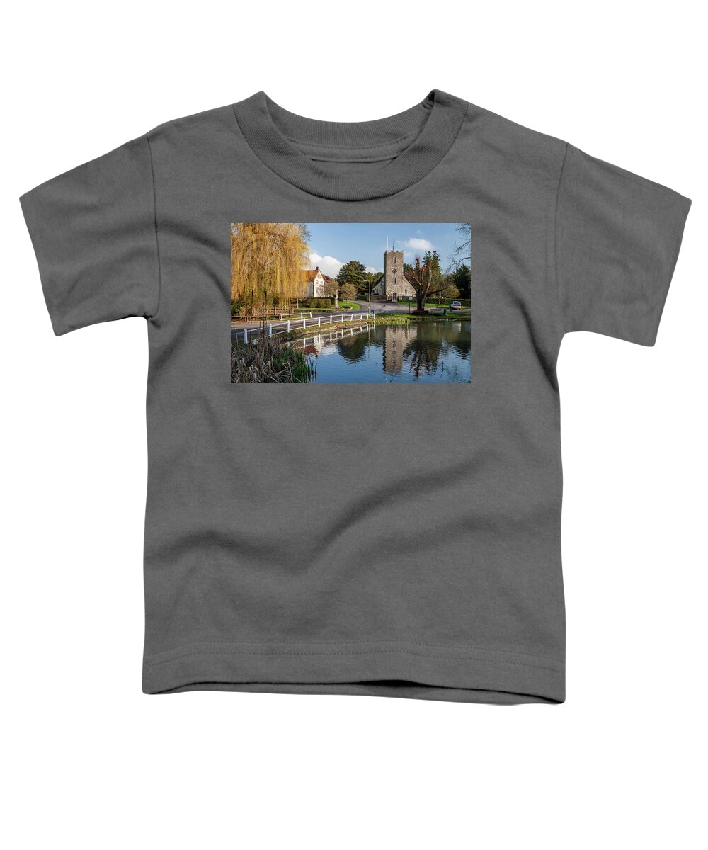 Shirley Mitchell Toddler T-Shirt featuring the photograph Reflections of St Marys Hampshire England by Shirley Mitchell