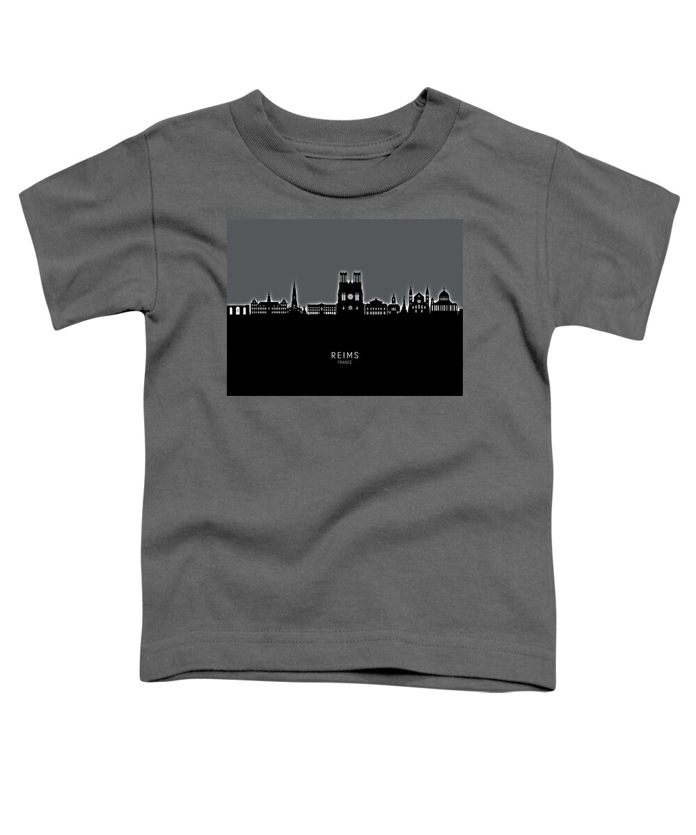 Reims Toddler T-Shirt featuring the digital art Reims France Skyline #74 by Michael Tompsett