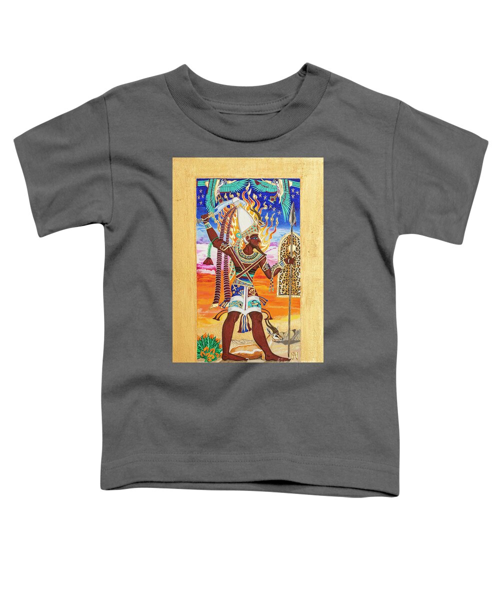 Reshpu Toddler T-Shirt featuring the mixed media Reshpu Lord of Might by Ptahmassu Nofra-Uaa