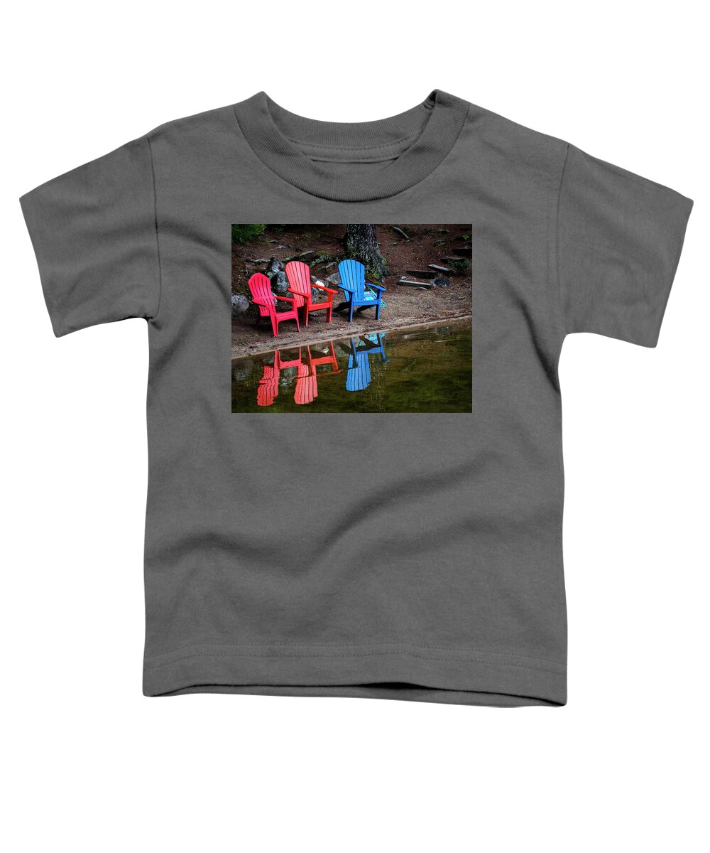 Chairs Toddler T-Shirt featuring the photograph Resting by the Water by Regina Muscarella