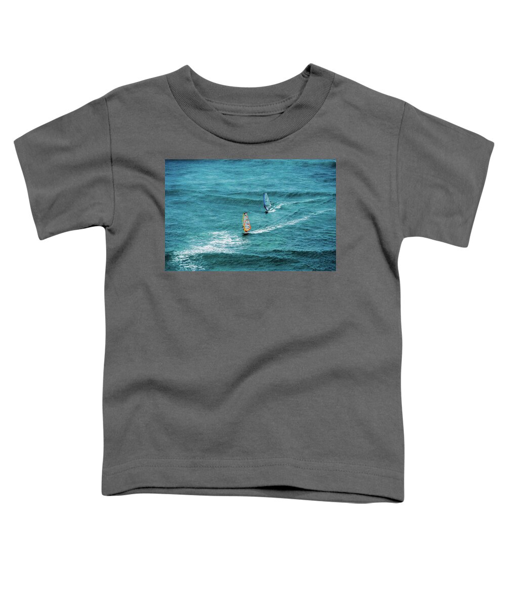 Blue Toddler T-Shirt featuring the photograph Riding The Waves by Gordon Sarti