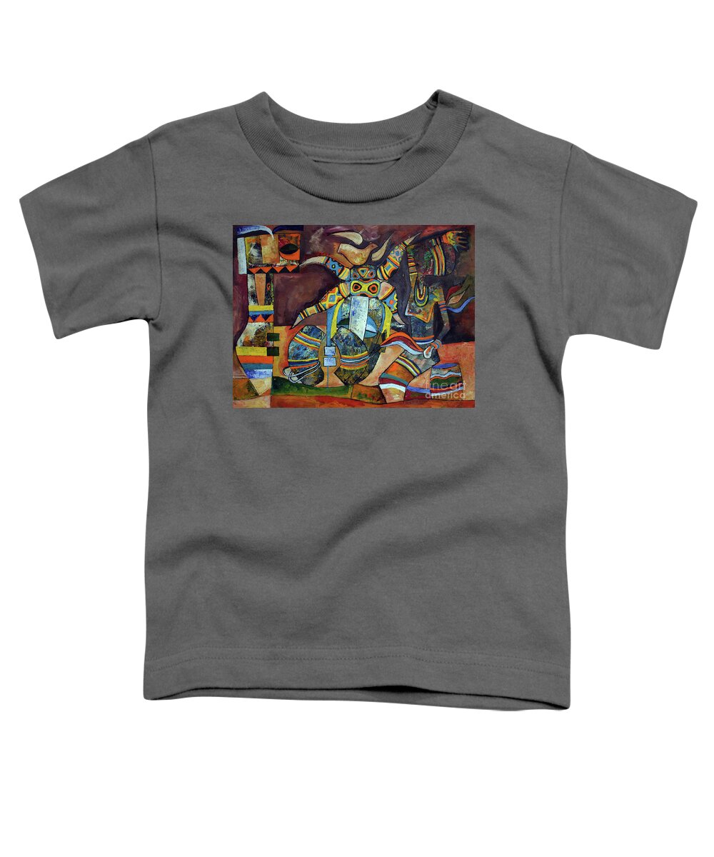 Speelman Mahlangu Toddler T-Shirt featuring the painting Riksha Man by Speelman Mahlangu