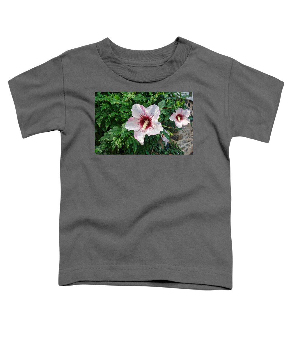 Flora Toddler T-Shirt featuring the photograph Rose of Sharon and Rain Drops by Russel Considine