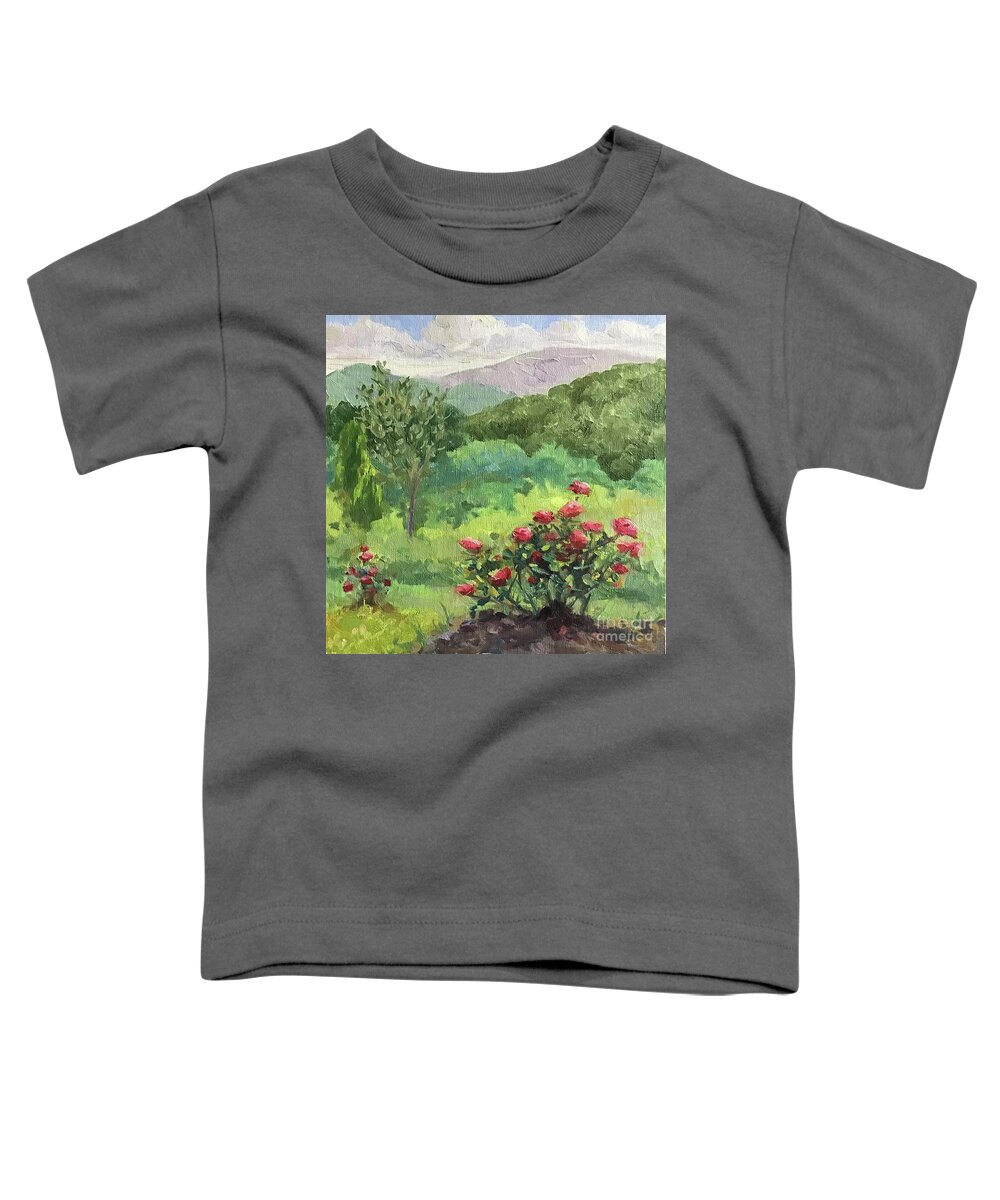 Roses Toddler T-Shirt featuring the painting Roses on the Mountaintop by Anne Marie Brown