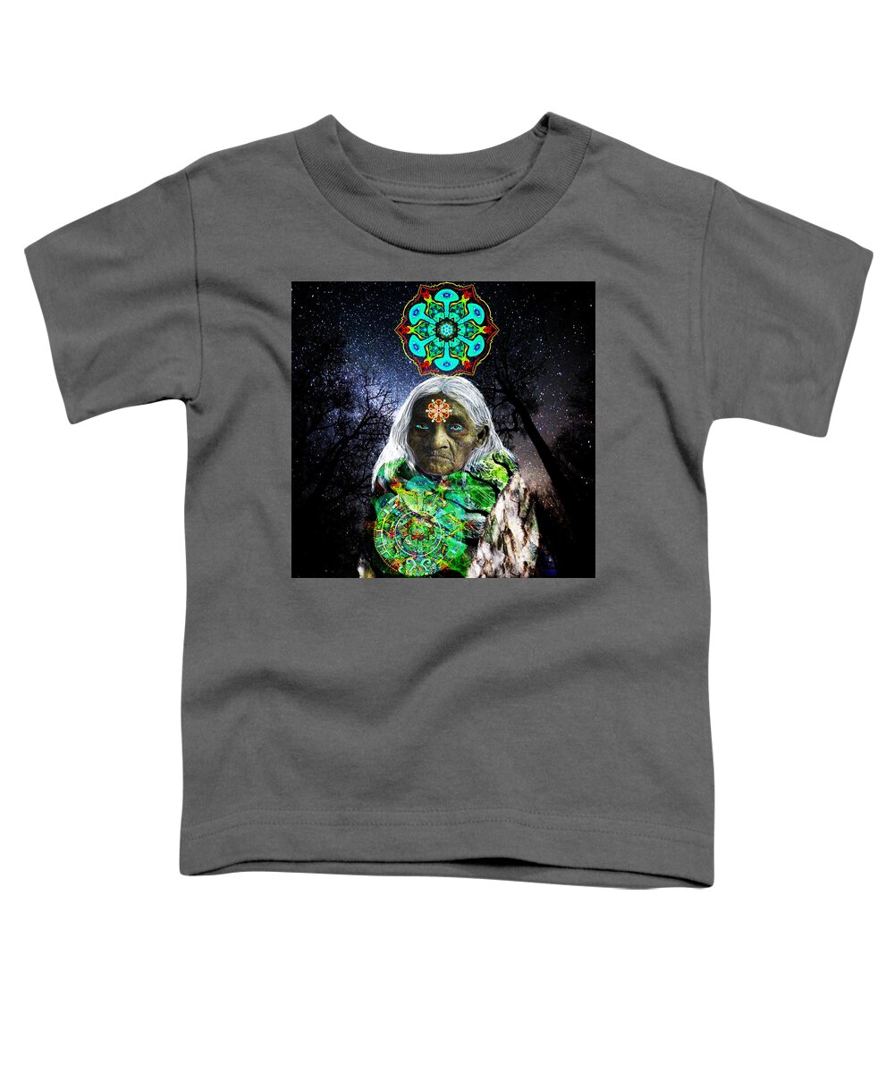 Visionary Toddler T-Shirt featuring the mixed media Sabina, Medicine Woman by Myztico Campo