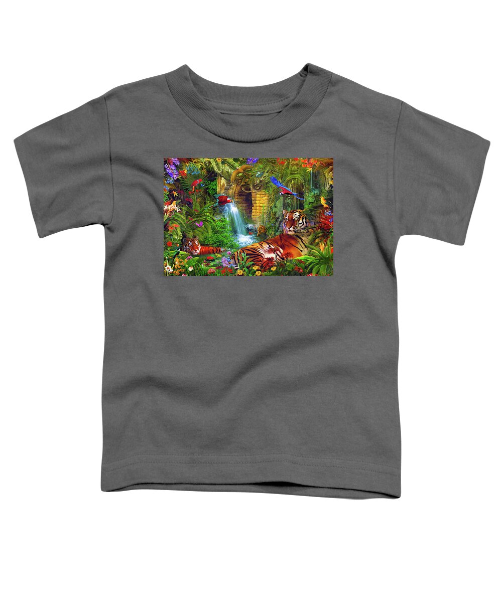 Tigers Toddler T-Shirt featuring the digital art Safari Summer by Claudia McKinney