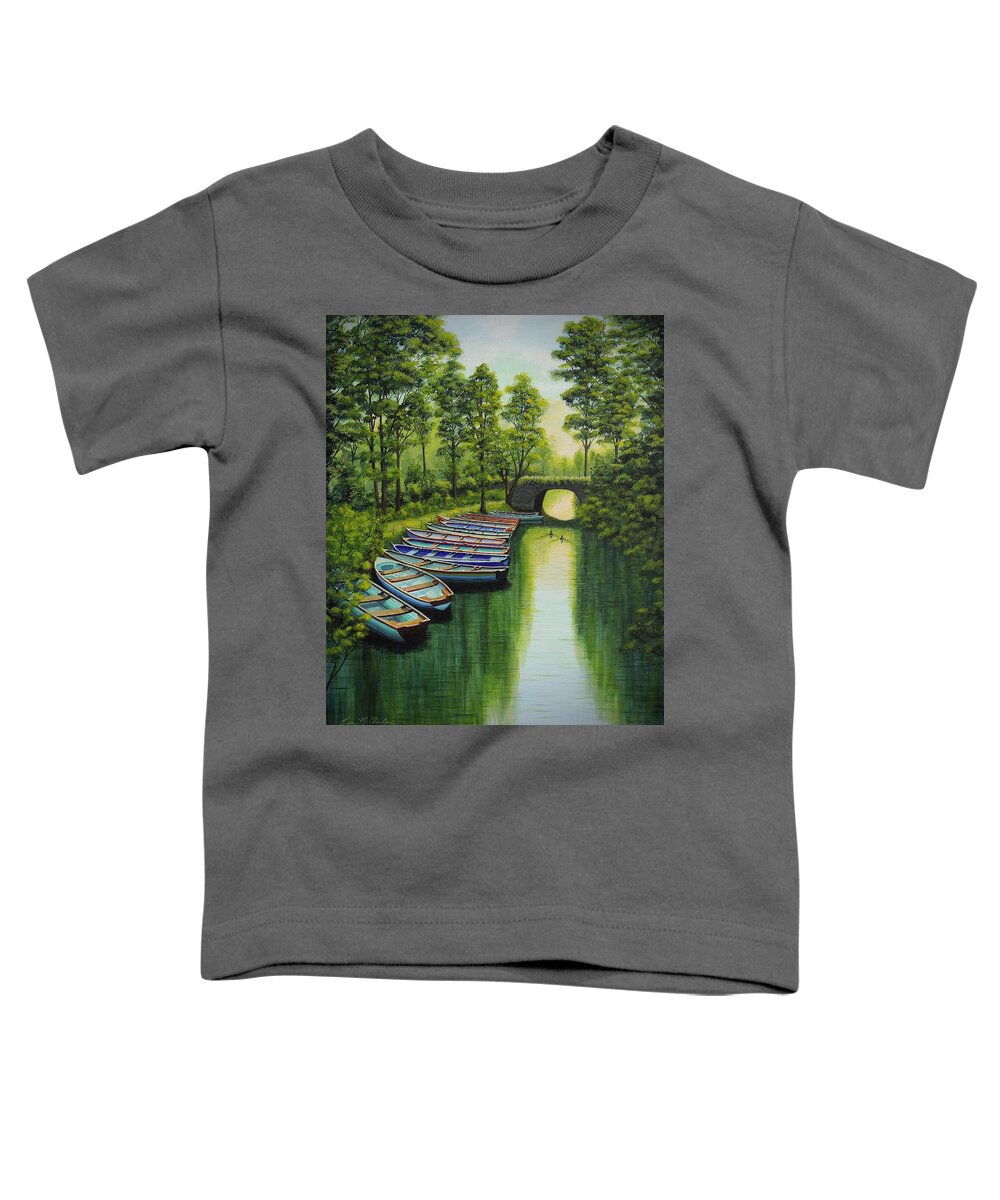 Kim Mcclinton Toddler T-Shirt featuring the painting Safe Harbour by Kim McClinton