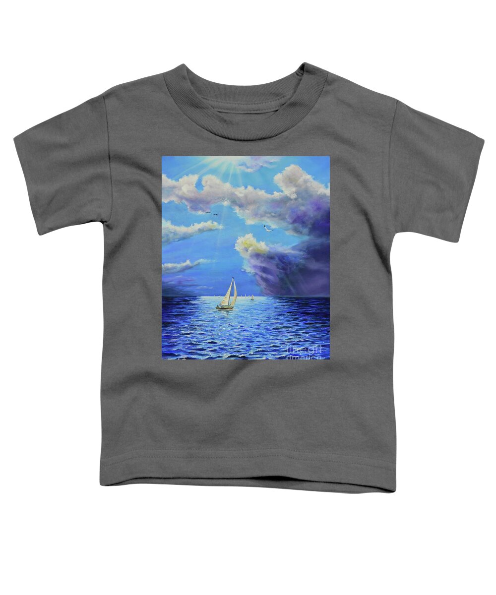 Ocean Toddler T-Shirt featuring the painting Sail Away by Mary Scott