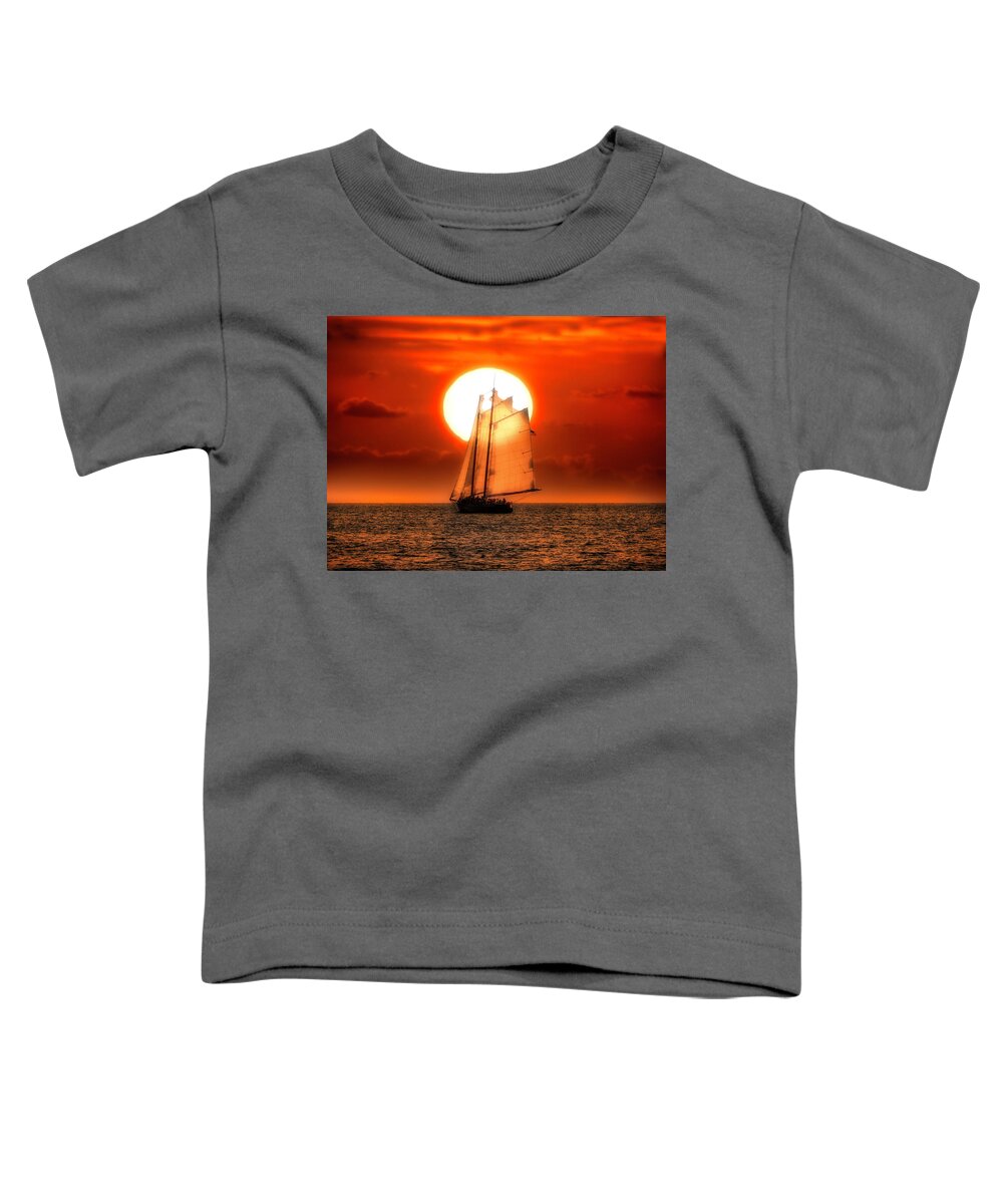  Toddler T-Shirt featuring the photograph Sailboat at Sunset by Jack Wilson