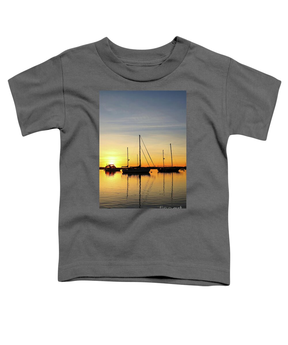 Morro Bay Toddler T-Shirt featuring the photograph Sailboat Sunset by Vivian Krug Cotton