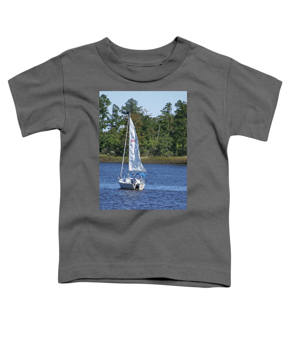  Toddler T-Shirt featuring the photograph Sailing on the Brunswick River by Heather E Harman