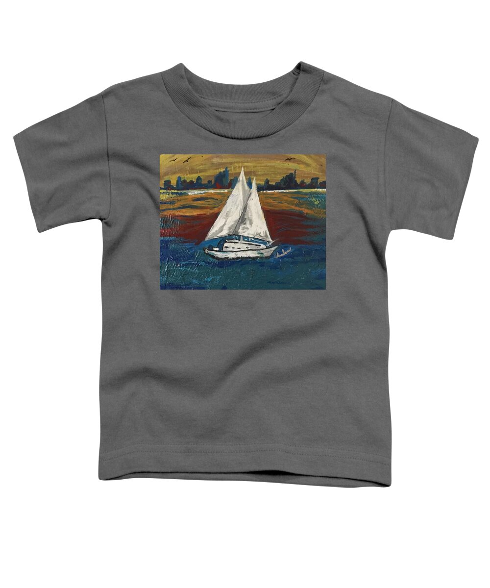  Toddler T-Shirt featuring the painting Sailing on the Horizon by Charles Young