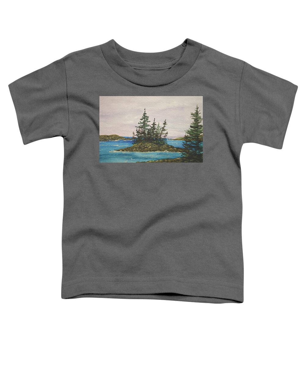 Maine Art Toddler T-Shirt featuring the painting Sailing the Coast of Maine by Kellie Chasse