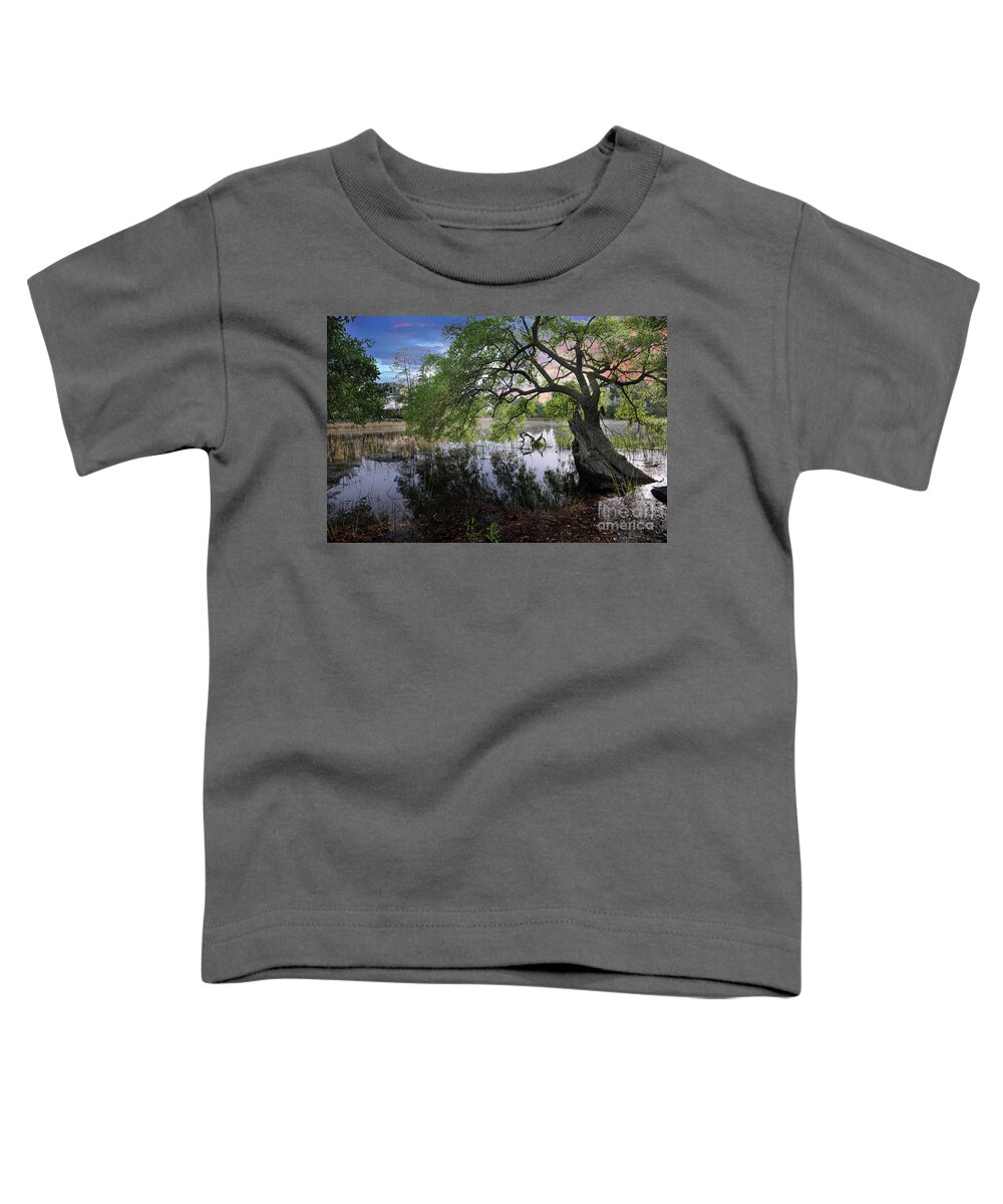 Salt Marsh Toddler T-Shirt featuring the photograph Salt Marsh - Sunset - Live Oak Tree by Dale Powell