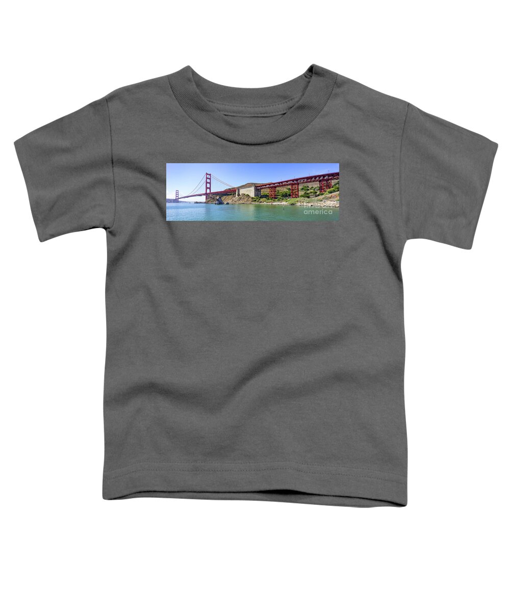 Wingsdomain Toddler T-Shirt featuring the photograph San Francisco Golden Gate Bridge Viewed From Marin County Side DSC7081 Panorama by Wingsdomain Art and Photography